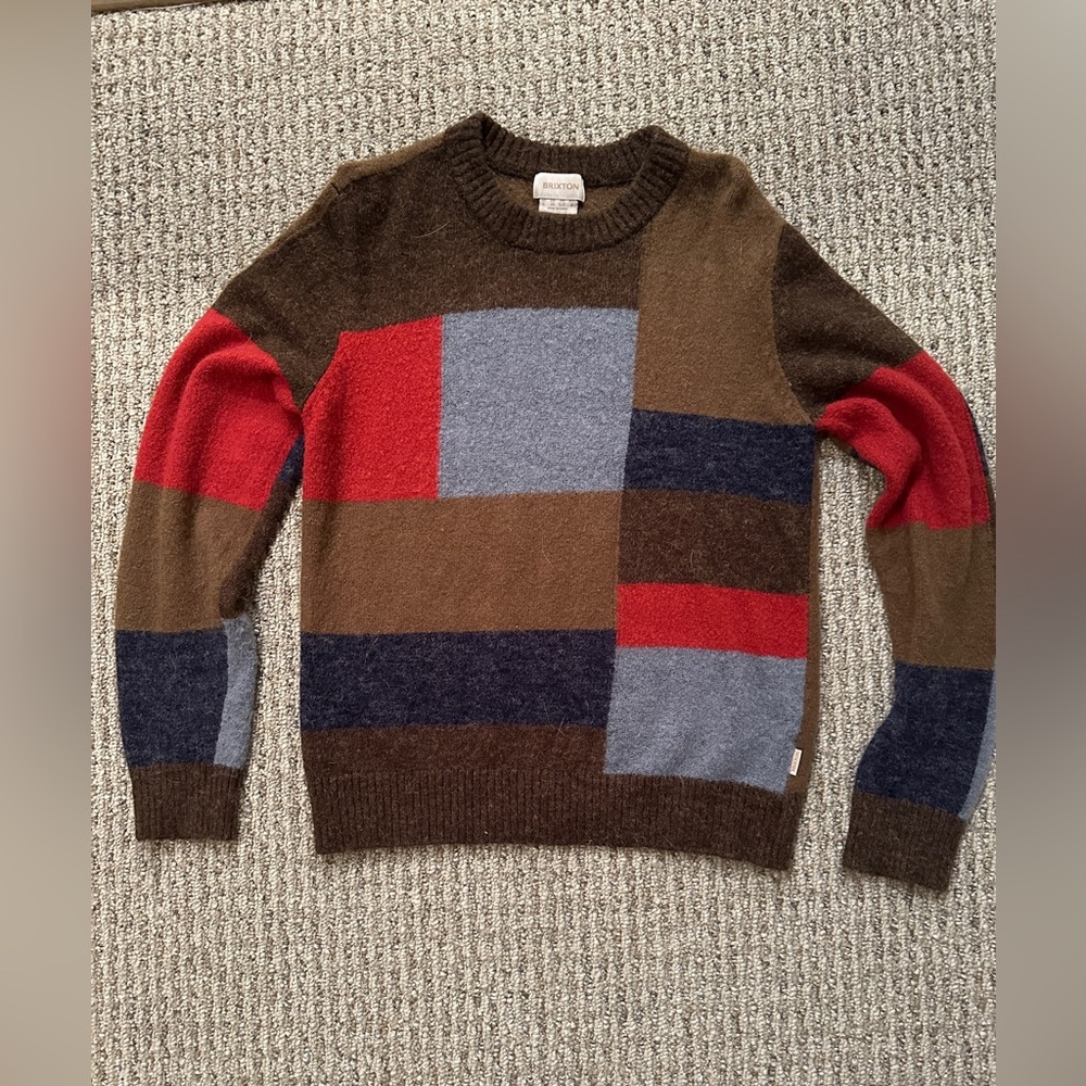 Brixton Colorblock Sweater - Red, Brown, Blue